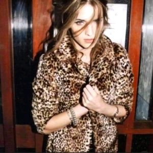 NWOT Behnaz Sarafpour for Target fluffy faux leopard print fur coat